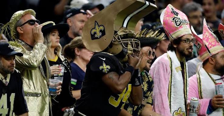 Whistle Monsta with fellow Saints superfans
